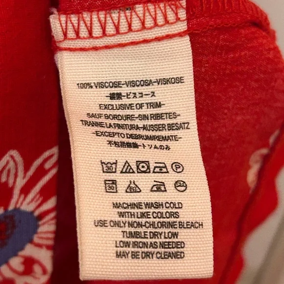 Free People Blue Hawaii Red Floral Print Mini Dress Size Small Bohemian - Picture 6 of 9